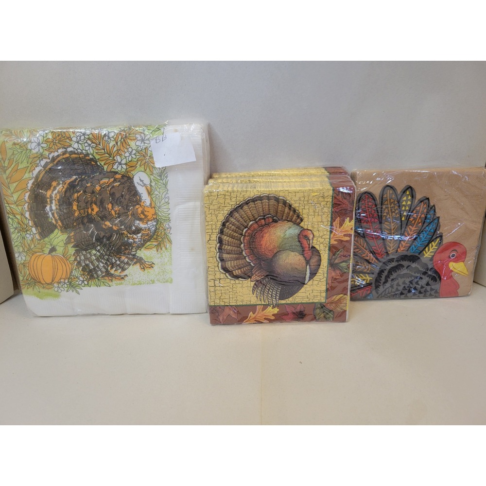 Thanksgiving Turkey Paper Napkins Spritz Party Mania Vintage Fall Decor 5pk NWT